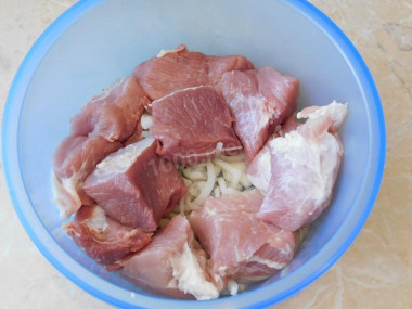 Мягкий и сочный шашлык  из свинины с уксусом и луком