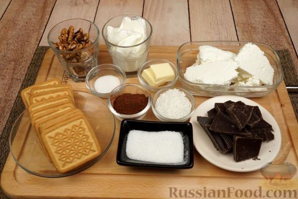Творожные пирожные с печеньем, орехами и кокосовой стружкой